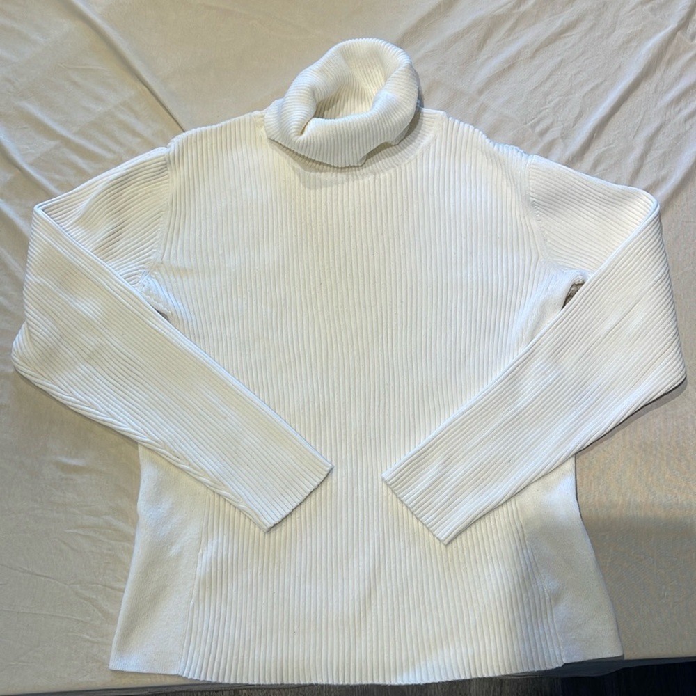 Coldwater Creek - ribbed l/s turtleneck sweater - cream - women’s XS
